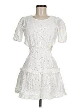 Peter Som White Eyelet Tiered Ruffle Dress